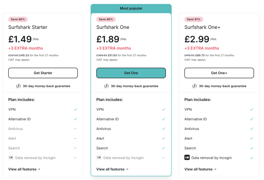 Compare VPN plans & pricing Surfshark